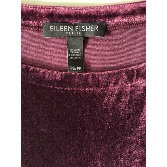 Eileen Fisher Raisinette Dress Tunic S/P Purple Silk Velvet Sheer Whimsical - Picture 4 of 5